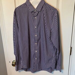 J. Crew Navy and White Gingham Button Down Shirt